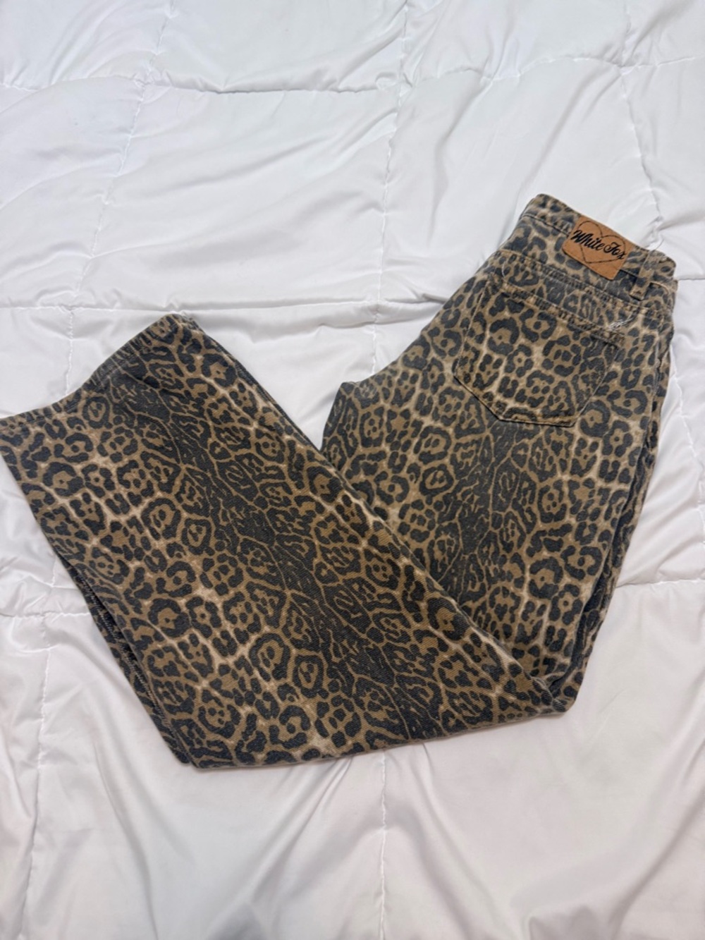 White Fox Boutique Leopard-Print Wide Leg Pants - Tan & Black - Picture 4 of 5
